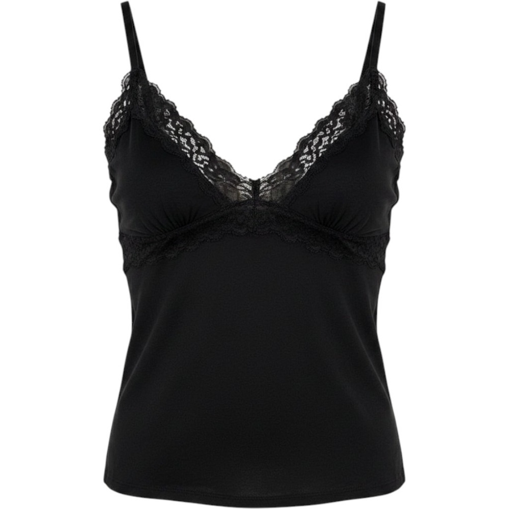 Rampage Womens Black Lace Camisole Top Size M Y2K Basic Minimalist Feminine